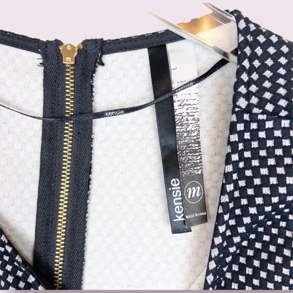 NWT Kensie Black & White Checkered Knit Zipper Skirt Dress Women's Size M - Picture 7 of 11